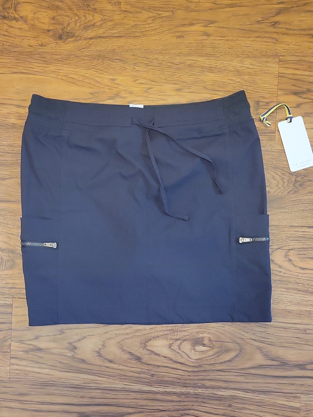 Classic Gray Drawstring Mini Skirt with Zip Accents